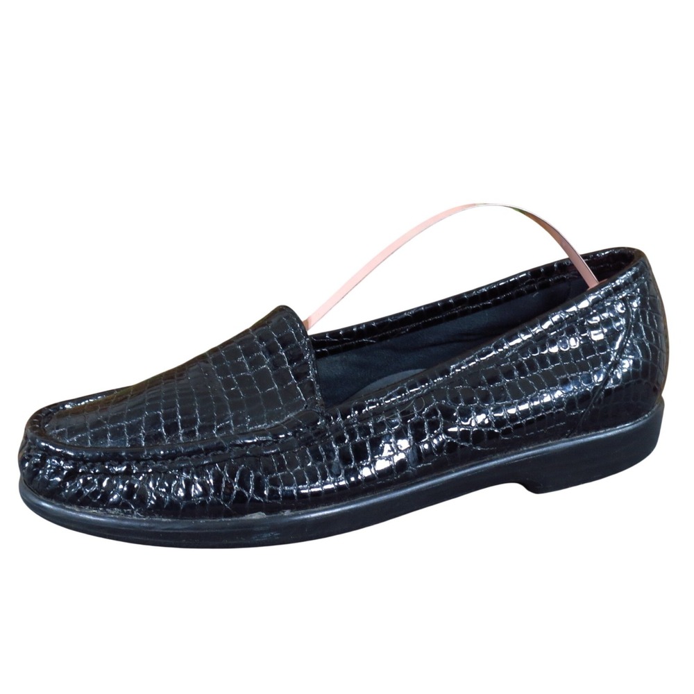 SAS Simplify Women Casual Loafer 7.5 S Walking Comfort Black Patent Leather